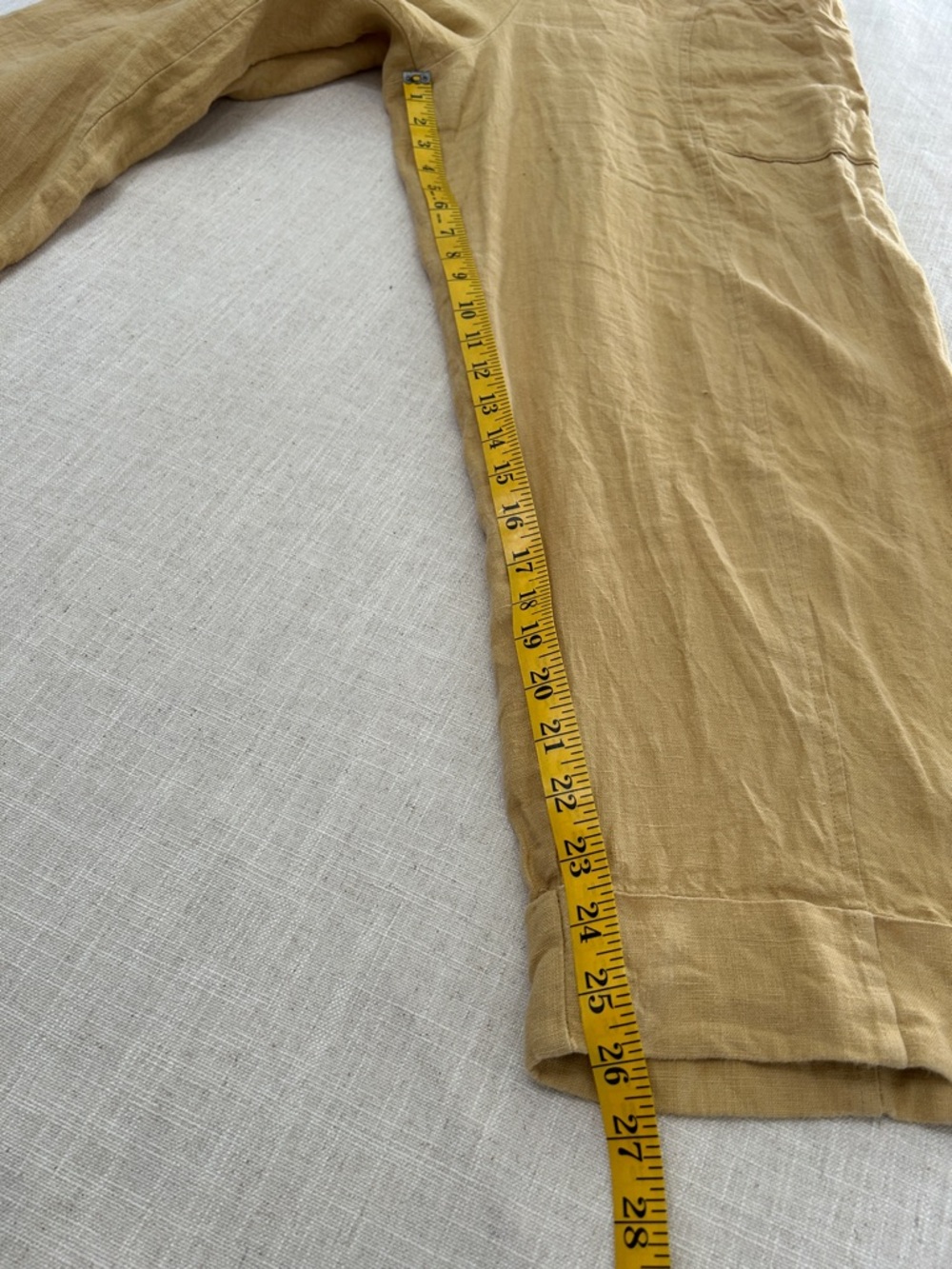 Flax Linen Wide-Leg Pants Women’s S Mustard Yellow Elastic Waist Beach Casual - Picture 10 of 16